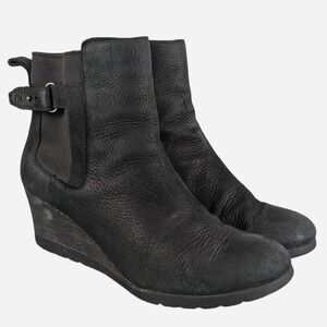 UGG Indra Waterproof Leather Wedge Ankle Boot Black 10